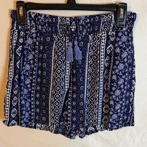 Justice Blue Patterned High Waist Girl's Shorts, Youth 18/20